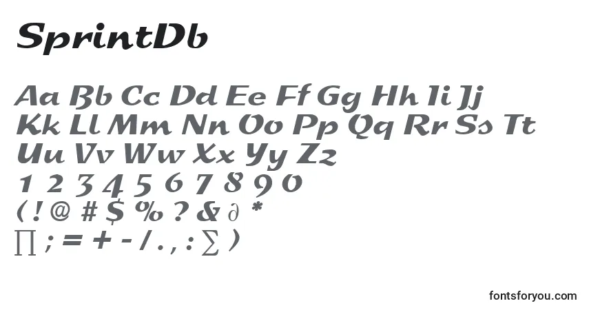 Schriftart SprintDb – Alphabet, Zahlen, spezielle Symbole