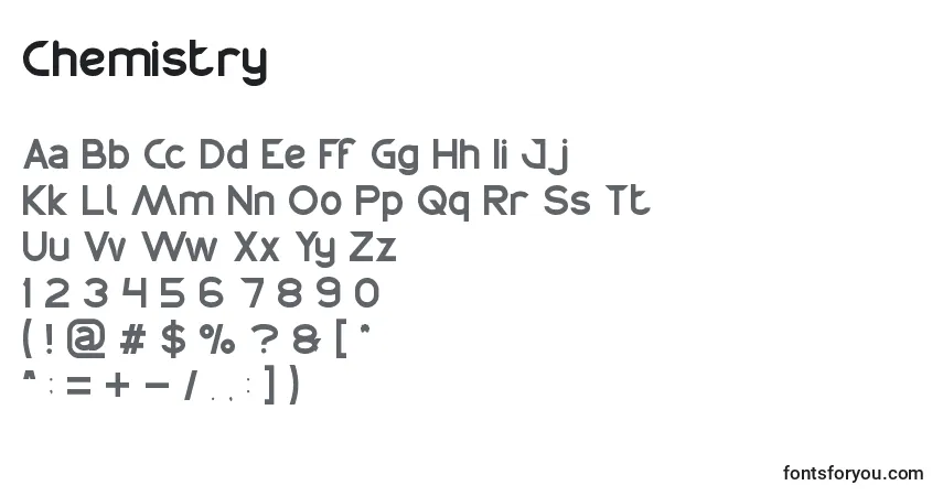 Schriftart Chemistry – Alphabet, Zahlen, spezielle Symbole
