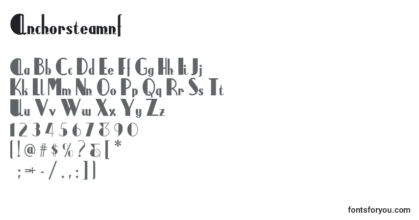 Czcionka Anchorsteamnf (110299) – alfabet, cyfry, specjalne znaki