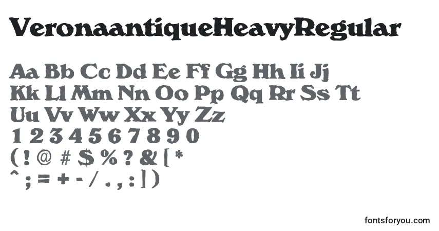 A fonte VeronaantiqueHeavyRegular – alfabeto, números, caracteres especiais