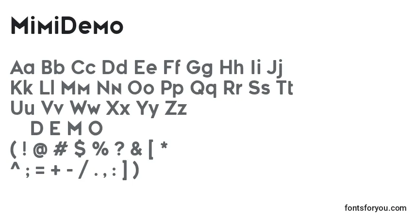 Schriftart MimiDemo – Alphabet, Zahlen, spezielle Symbole