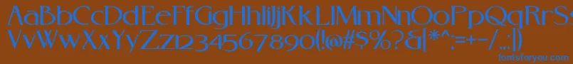 RebelreduxV01a-Schriftart – Blaue Schriften auf braunem Hintergrund
