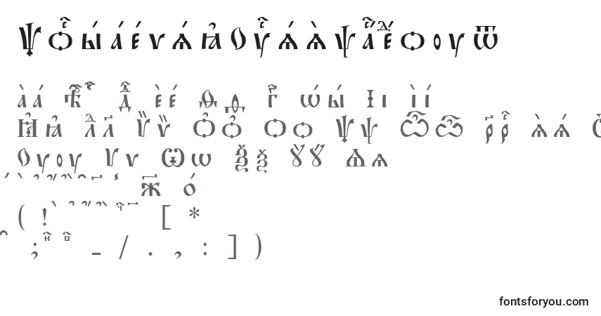 A fonte PochaevskUcsSpacedout – alfabeto, números, caracteres especiais