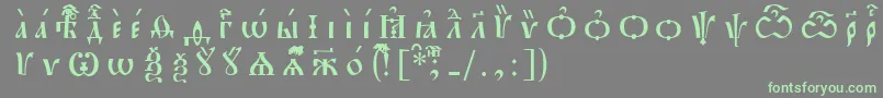 フォントPochaevskUcsSpacedout – 灰色の背景に緑のフォント
