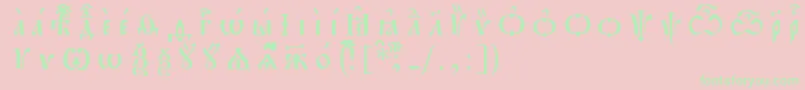 Fonte PochaevskUcsSpacedout – fontes verdes em um fundo rosa