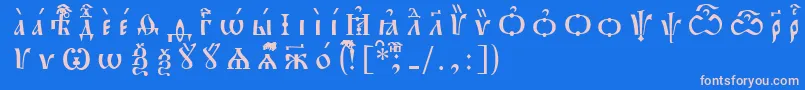 フォントPochaevskUcsSpacedout – ピンクの文字、青い背景