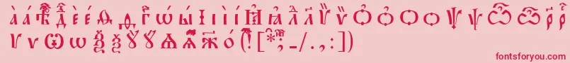 フォントPochaevskUcsSpacedout – ピンクの背景に赤い文字