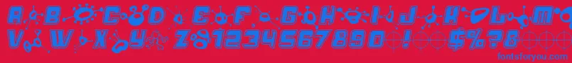 Alm Font – Blue Fonts on Red Background