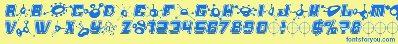 Alm Font – Blue Fonts on Yellow Background