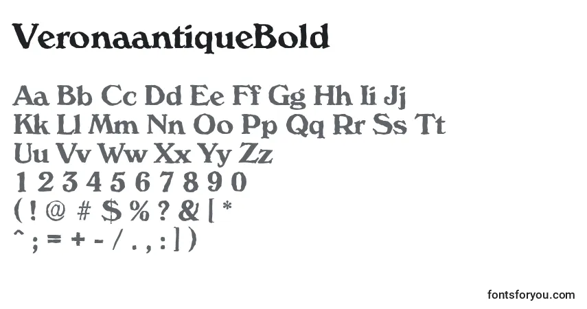 Schriftart VeronaantiqueBold – Alphabet, Zahlen, spezielle Symbole