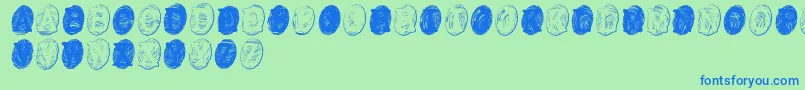 PowderfingerGhost-Schriftart – Blaue Schriften auf grünem Hintergrund