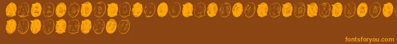 PowderfingerGhost-Schriftart – Orangefarbene Schriften auf braunem Hintergrund