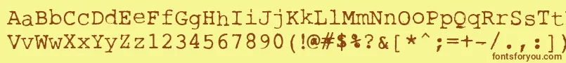 フォントRoughTypewriter – 茶色の文字が黄色の背景にあります。