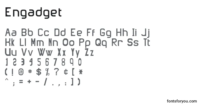 A fonte Engadget – alfabeto, números, caracteres especiais