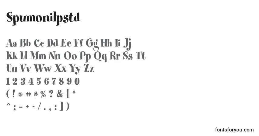 Czcionka Spumonilpstd – alfabet, cyfry, specjalne znaki