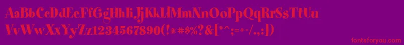 Spumonilpstd-Schriftart – Rote Schriften auf violettem Hintergrund
