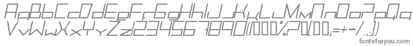 TrancemissionMediumitalic-fontti – harmaat kirjasimet valkoisella taustalla