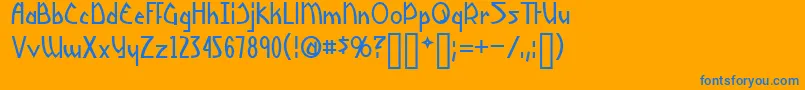 フォントYoshitoshi – オレンジの背景に青い文字