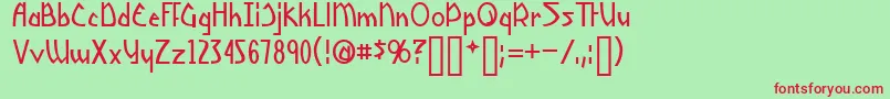 Yoshitoshi-Schriftart – Rote Schriften auf grünem Hintergrund