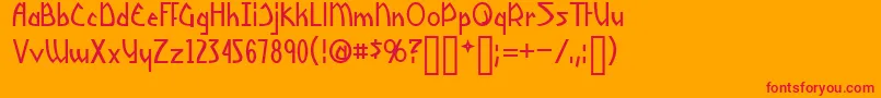 Yoshitoshi-Schriftart – Rote Schriften auf orangefarbenem Hintergrund