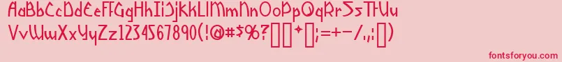 Yoshitoshi Font – Red Fonts on Pink Background