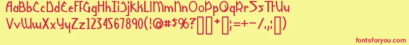 Yoshitoshi Font – Red Fonts on Yellow Background