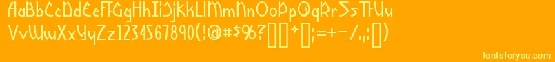 Yoshitoshi Font – Yellow Fonts on Orange Background