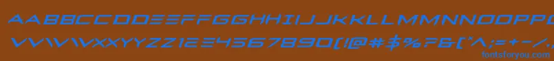 Ferretfaceexpandital-Schriftart – Blaue Schriften auf braunem Hintergrund