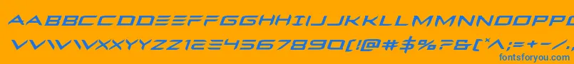 Ferretfaceexpandital-Schriftart – Blaue Schriften auf orangefarbenem Hintergrund