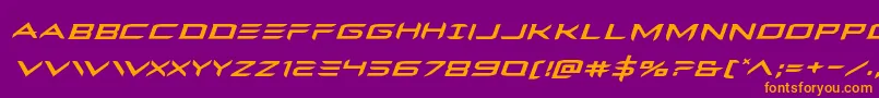 Ferretfaceexpandital-Schriftart – Orangefarbene Schriften auf violettem Hintergrund