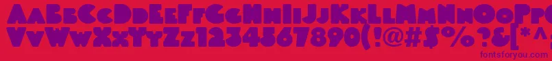 Fonte Linotypeblackwhiteheadline – fontes roxas em um fundo vermelho