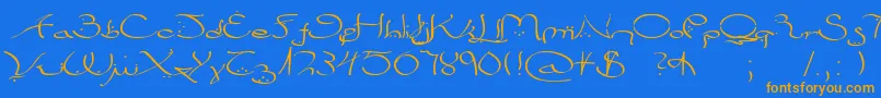 Bizancia Font – Orange Fonts on Blue Background