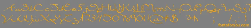 Weitere Informationen zur Bizancia-Schriftart Bizancia-Schriftart – Orangefarbene Schriften auf grauem Hintergrund