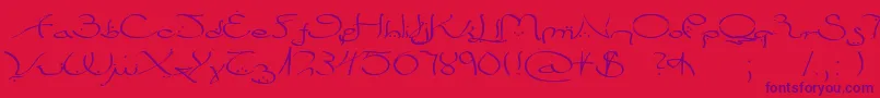 Bizancia-Schriftart – Violette Schriften auf rotem Hintergrund