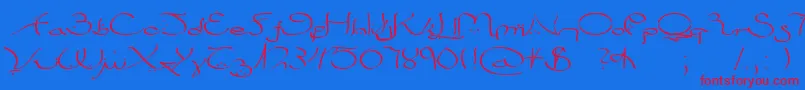 Bizancia Font – Red Fonts on Blue Background