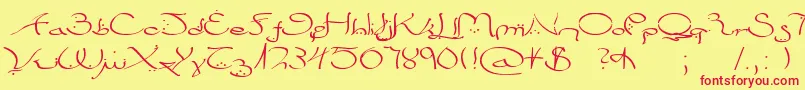 Bizancia-Schriftart – Rote Schriften auf gelbem Hintergrund