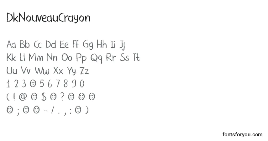 Czcionka DkNouveauCrayon – alfabet, cyfry, specjalne znaki