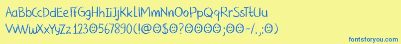 DkNouveauCrayon Font – Blue Fonts on Yellow Background