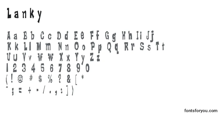 Schriftart Lanky – Alphabet, Zahlen, spezielle Symbole