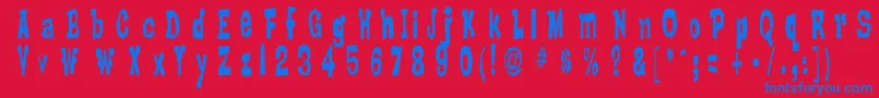 Lanky Font – Blue Fonts on Red Background