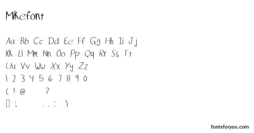 Czcionka Mikefont – alfabet, cyfry, specjalne znaki