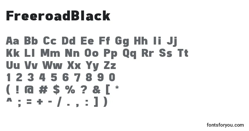 A fonte FreeroadBlack – alfabeto, números, caracteres especiais