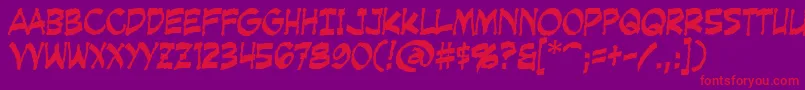 CreepingEvil-Schriftart – Rote Schriften auf violettem Hintergrund