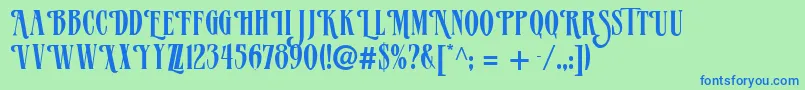 Czcionka Vervealternate – niebieskie czcionki na zielonym tle