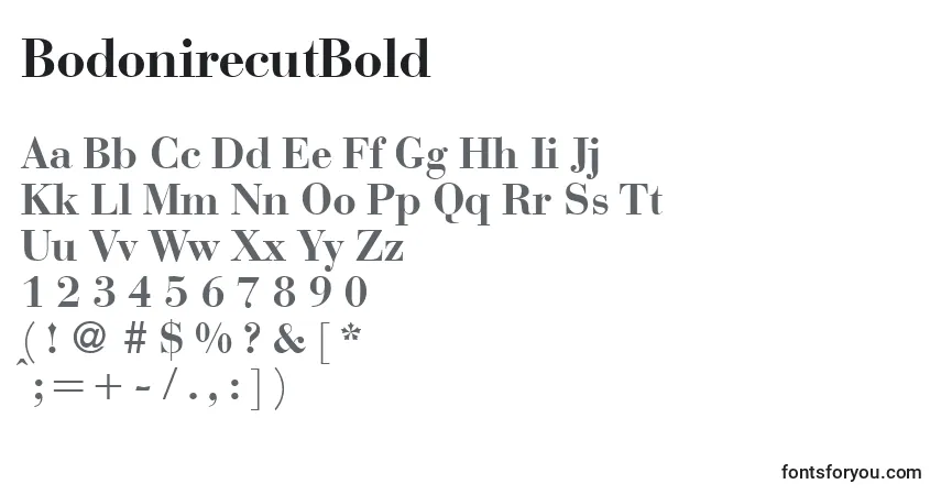Fuente BodonirecutBold - alfabeto, números, caracteres especiales