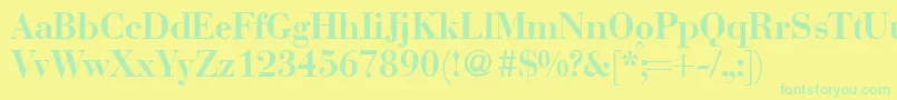 Weitere Informationen zur BodonirecutBold-Schriftart BodonirecutBold-Schriftart – Grüne Schriften auf gelbem Hintergrund