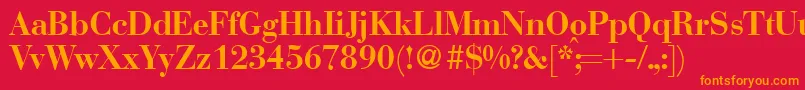 フォントBodonirecutBold – 赤い背景にオレンジの文字