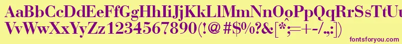 Weitere Informationen zur BodonirecutBold-Schriftart BodonirecutBold-Schriftart – Violette Schriften auf gelbem Hintergrund