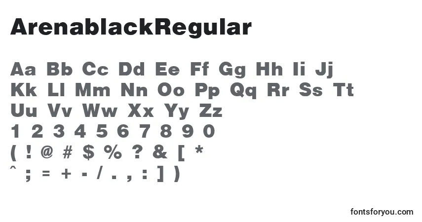 A fonte ArenablackRegular – alfabeto, números, caracteres especiais