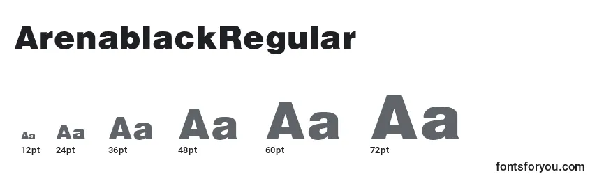 Размеры шрифта ArenablackRegular